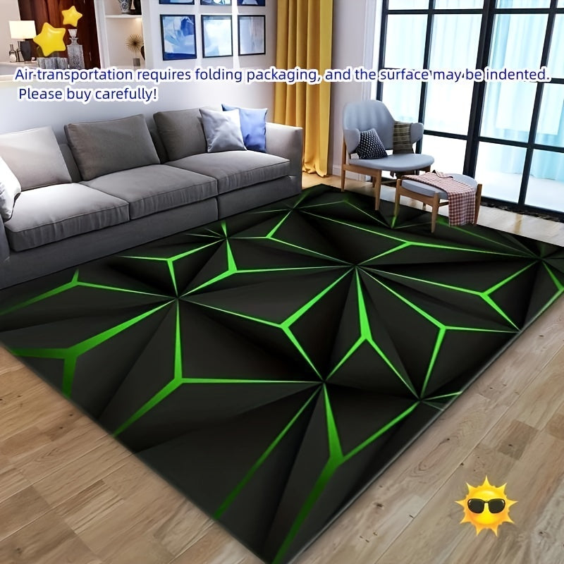 1pc Modern Abstract Art Area Rug, Geometry Floor Carpet, Indoor Non-Slip Rug Easy Clean Carpets For Bedroom Living Room Dining Room Office, Fall Halloween Room Decor, Xmas Home Decor