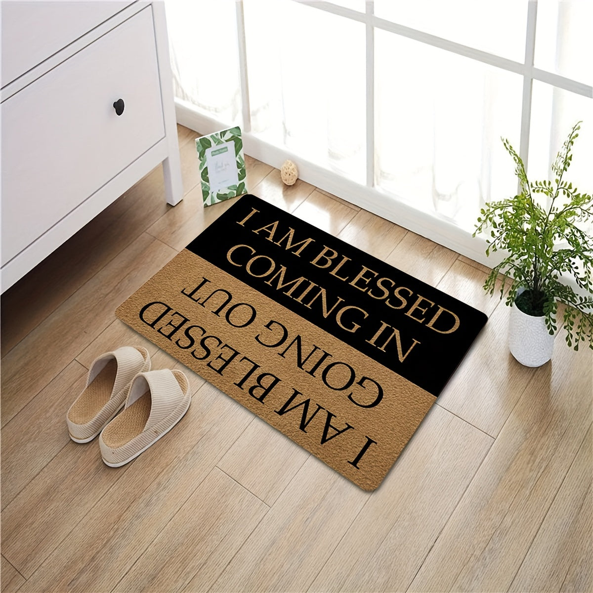 1pc Funny Welcome Doormats, Indoor Entrance Mat, I AM Blessed Coming In And Going Out Doormat With Rubber Backing, House Warming Gift Mats Home Decor, Entryway Mats For Shoes Scraper 23.6X15.7inch