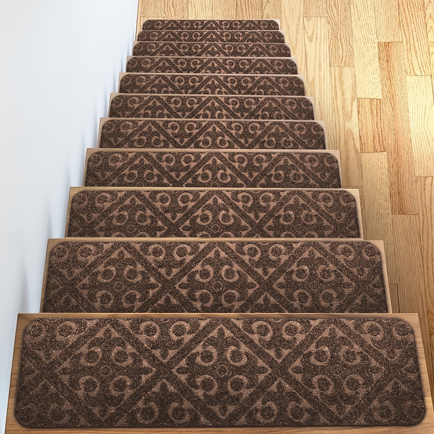 15pcs, Self-adhesive Stair Mat, Embossed Non-slip Step Mat, Step Sticker, Dirty Resistant Floor Mat