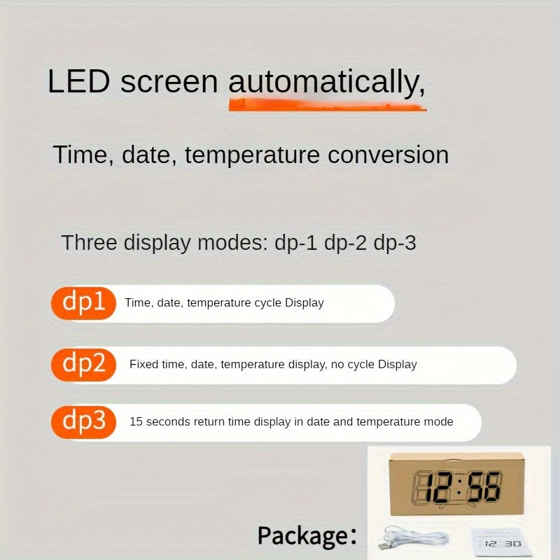 1pc 3D LED Digital Clock, Bedroom LED Clock For Home Decor