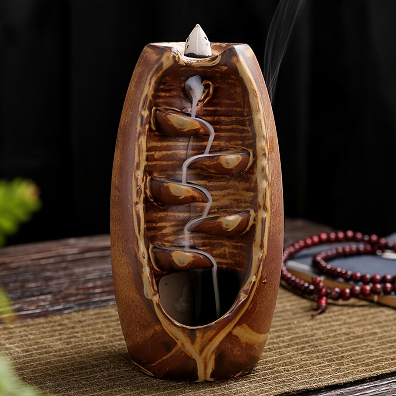 1pc Waterfall Ceramic Incense Holder for Aromatherapy and Home Decor