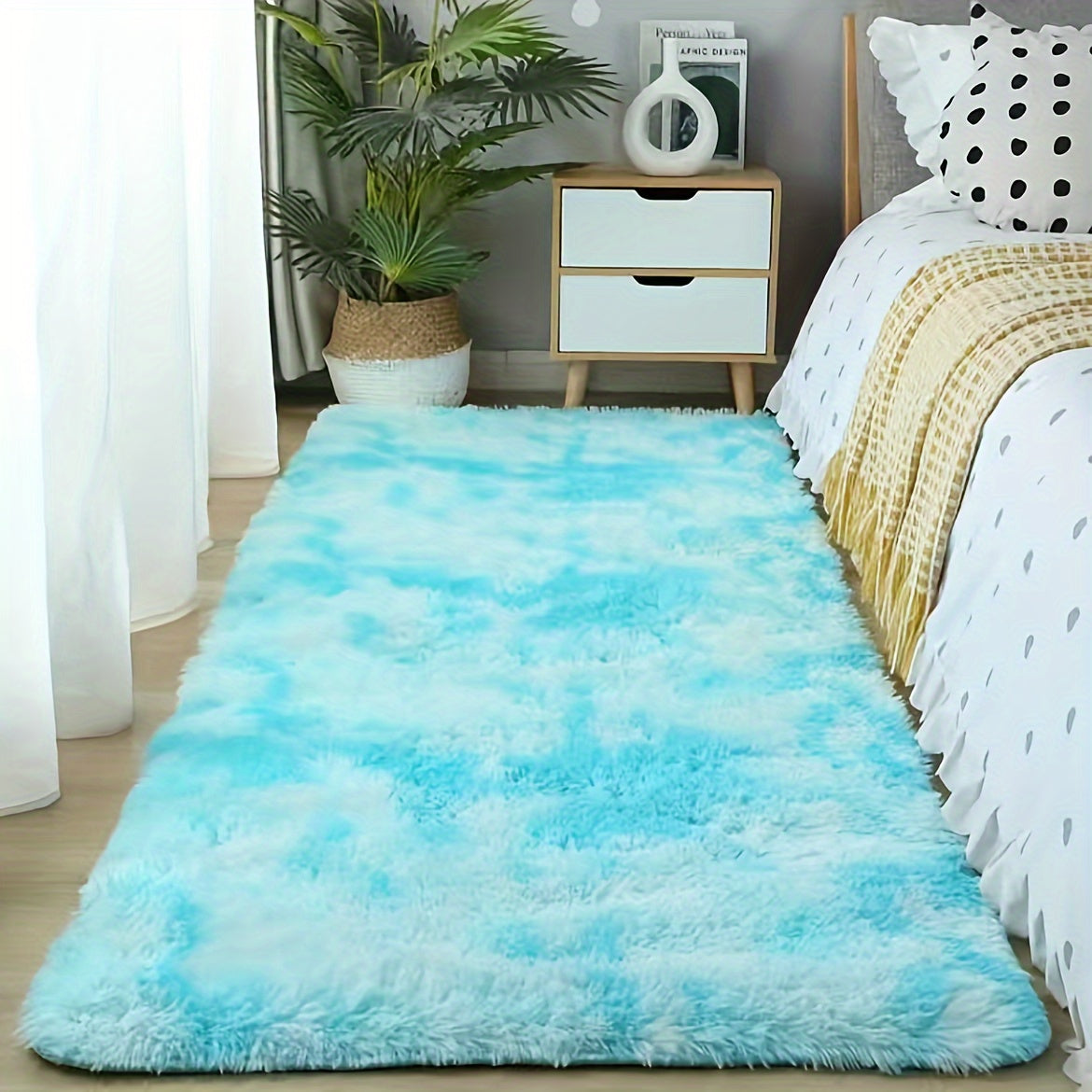 1pc Tie-dyed Plush Soft Indoor Carpet, Modern Luxury Plush Carpet, Water-absorbent, Non-slip And Stain-resistant, Suitable For Living Room And Bedroom Areas, Home Decor , Area rugs