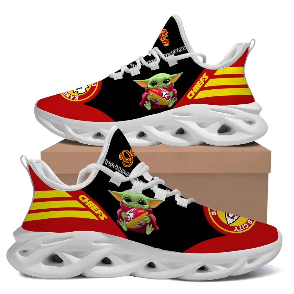 Kansas City Chiefs Baby Yoda Hug Custom Name Max Soul Sneaker Running Sport Shoes