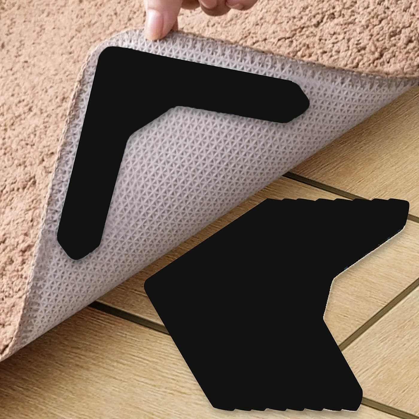 16pcs High Quality Non-slip Anti-drill Carpet Stickers Suitable For Living Room Dining Room Bathroom Rugs, Prevent Rugs From Moving And Rolling Edges
