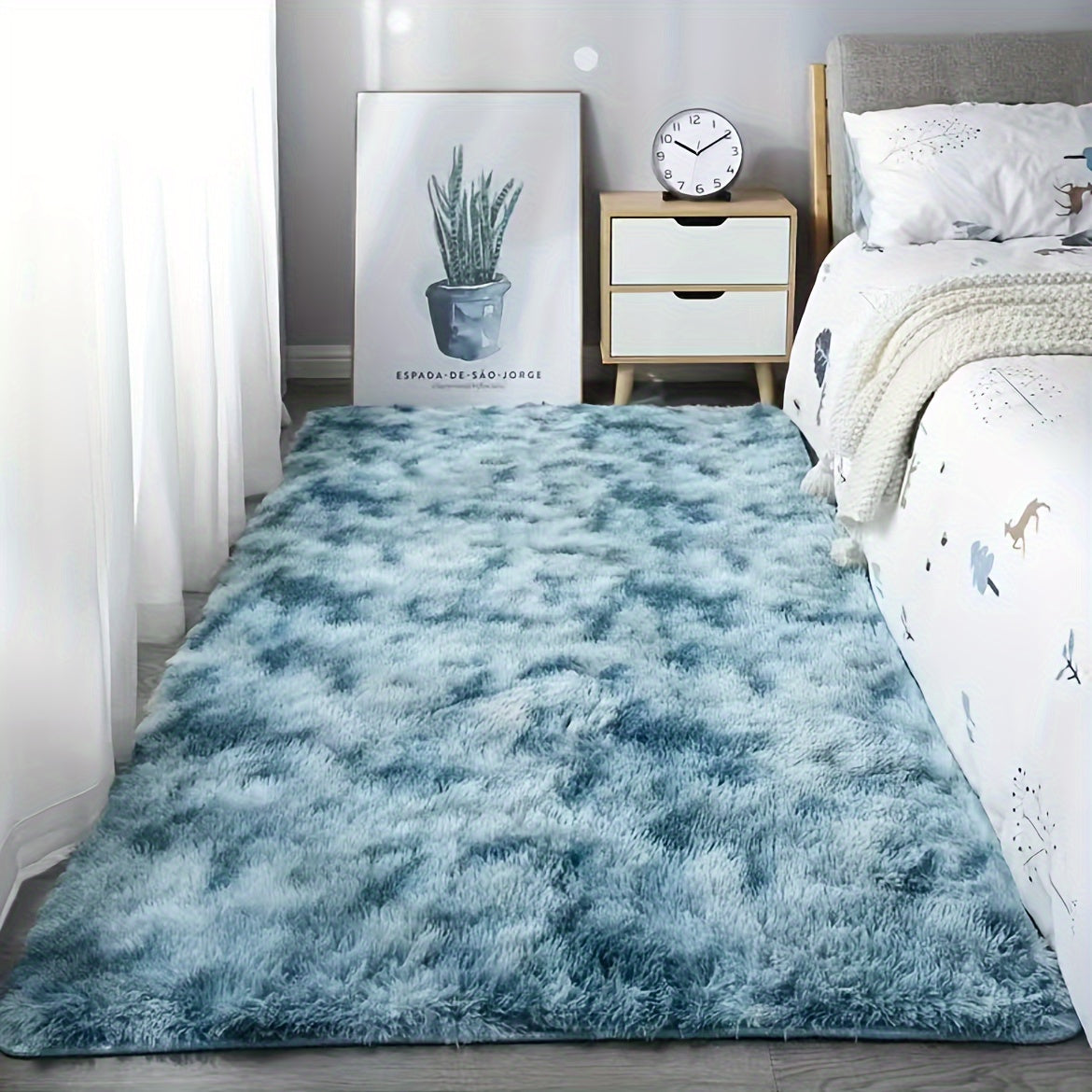 1pc Tie-dyed Plush Soft Indoor Carpet, Modern Luxury Plush Carpet, Water-absorbent, Non-slip And Stain-resistant, Suitable For Living Room And Bedroom Areas, Home Decor , Area rugs