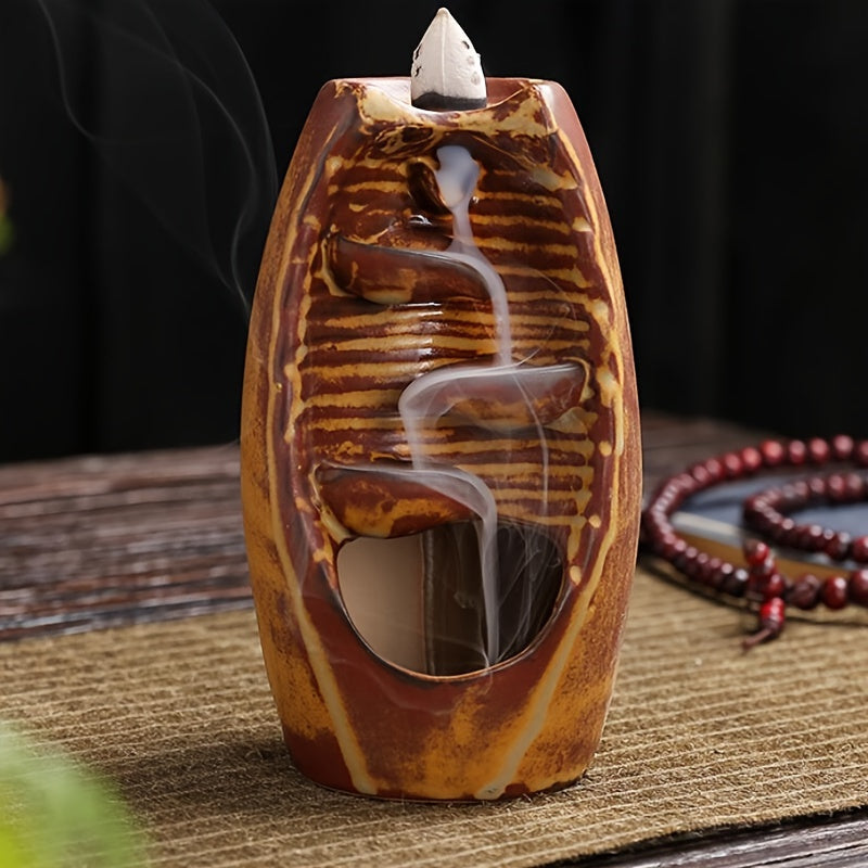 1pc Waterfall Ceramic Incense Holder for Aromatherapy and Home Decor